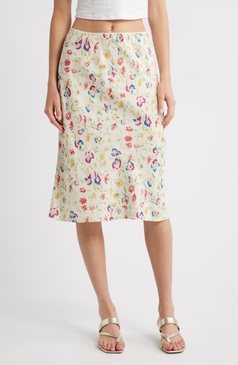 Elowette Floral Silk Blend Skirt
