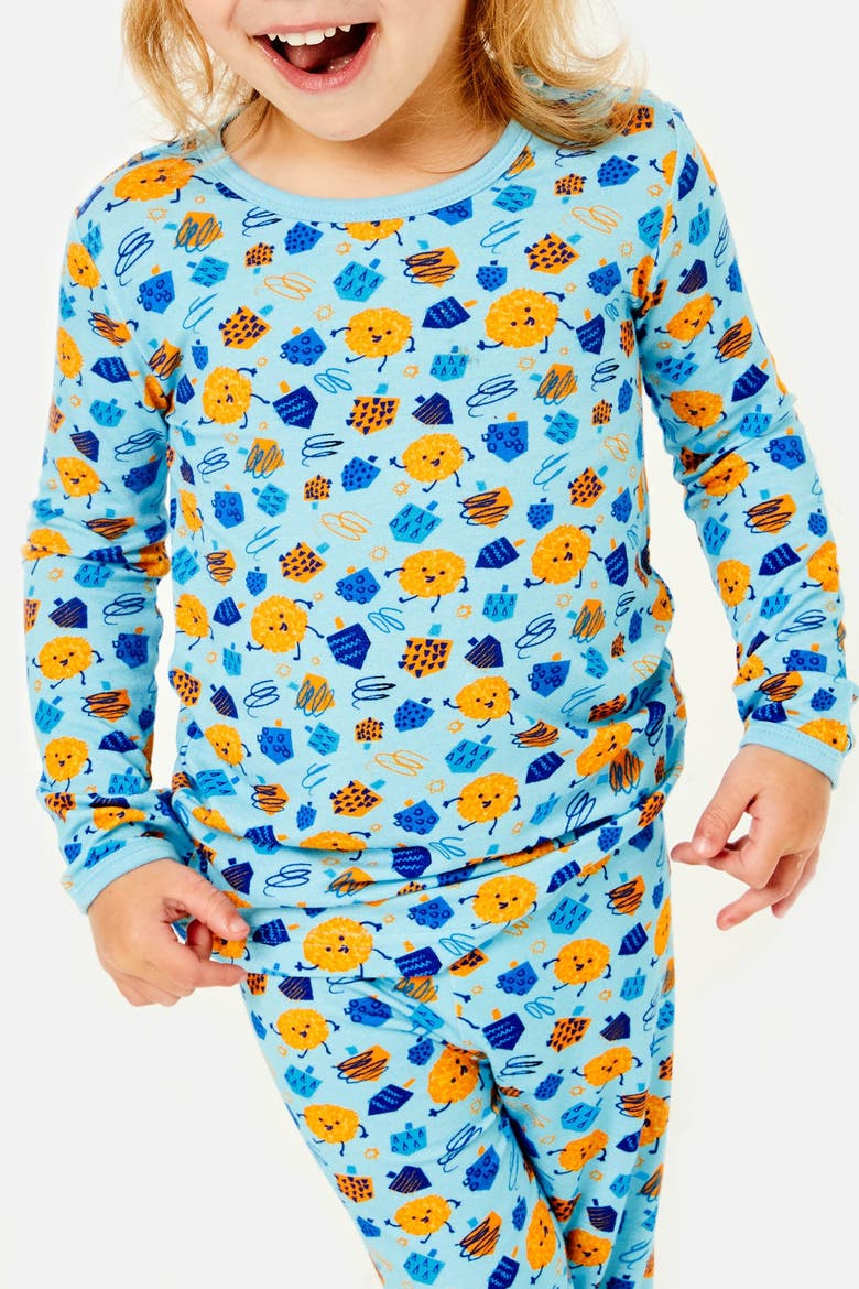 Long Sleeve Pajama Set - Hanukkah Dreidels, Alternate, color, Dreidel, Dreidel, Dreidel