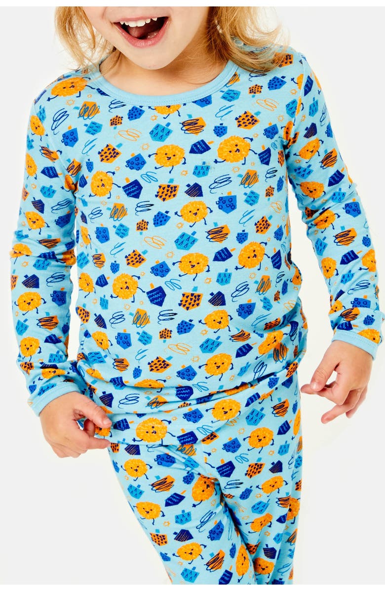 Clover Baby & Kids Long Sleeve Pajama Set - Hanukkah Dreidels, Alternate, color, Dreidel, Dreidel, Dreidel