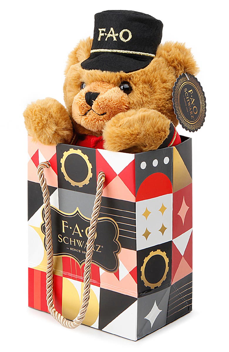 FAO Schwarz Bear Soldier Plush Stuffed Animal, Alternate, color, Brown