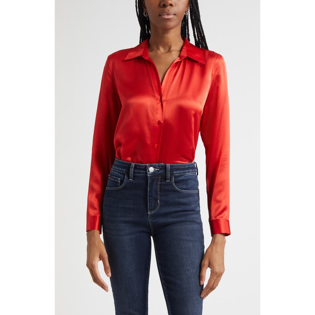 L'agence Tyler Silk Blouse In Red