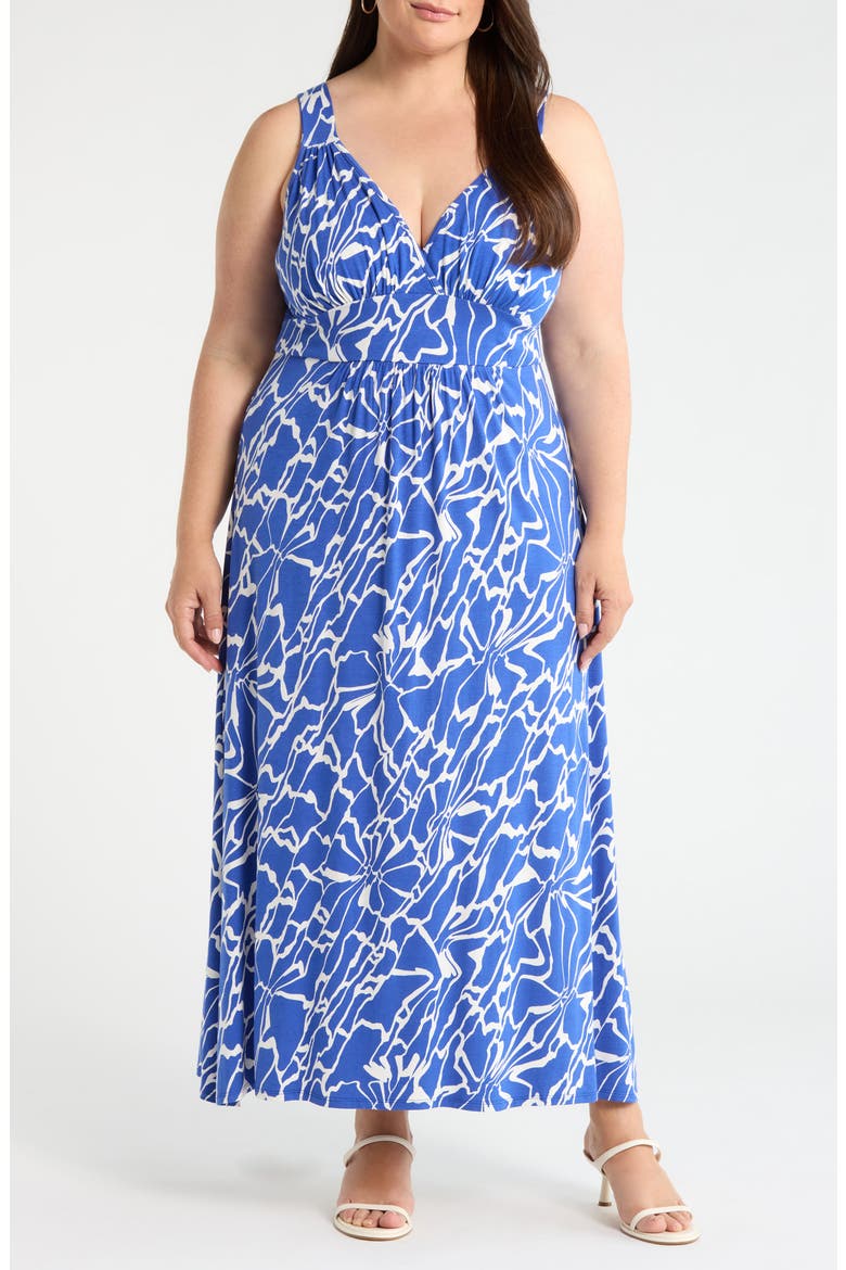 Floral Sleeveless Jersey Maxi Dress, Main, color, ELECTRIC