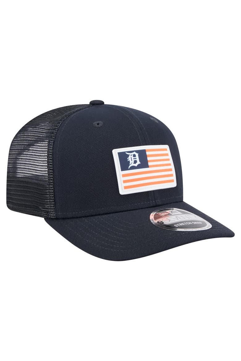 Men's New Era Navy Detroit Tigers Flag 9SEVENTY Stretch-Snap Hat, Alternate, color, Navy