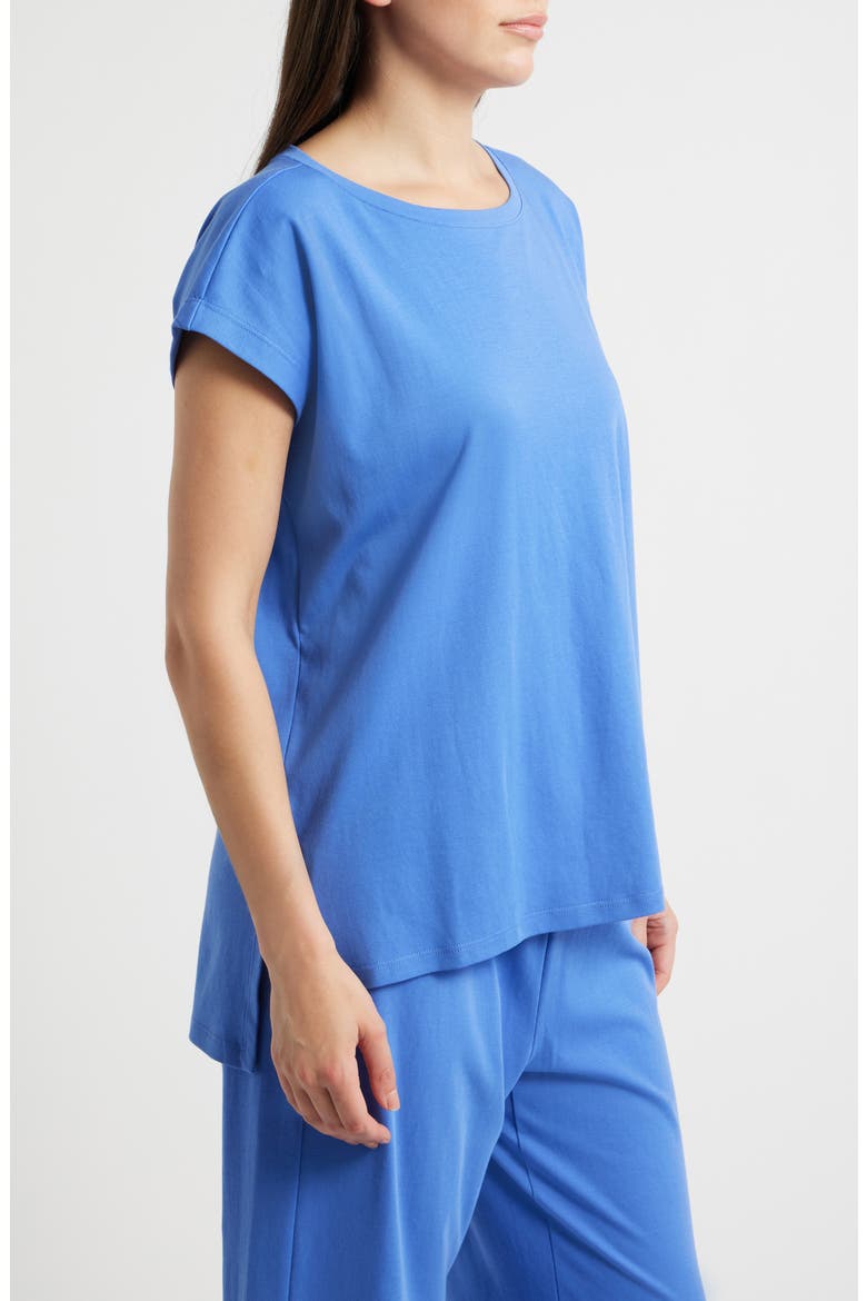 Jewel Neck Organic Cotton Pajama Top, Alternate, color, BLUE STAR