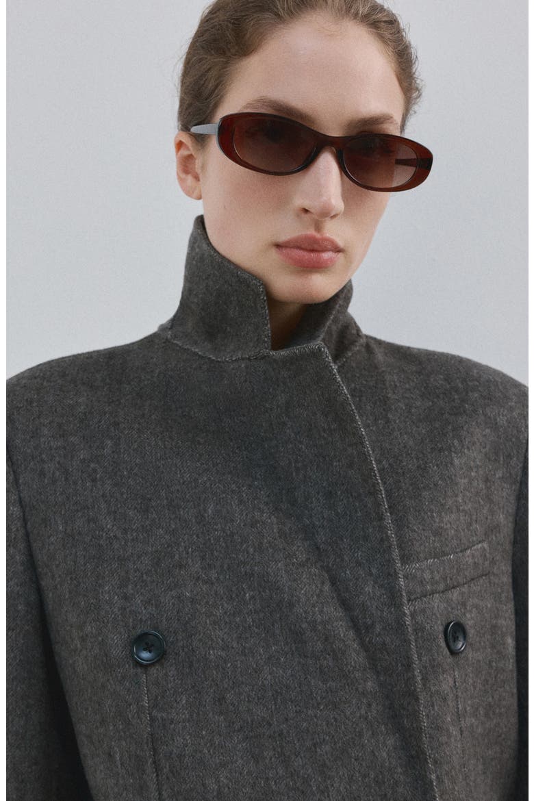 Double Breasted Wool Blend Coat, Alternate, color, GREY