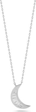 SPHERA MILANO Sterling Silver CZ Moon Pendant Necklace