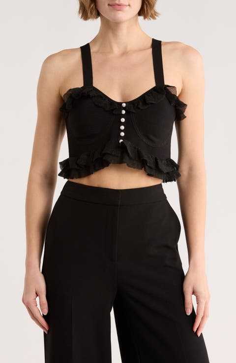 Ruffle Cropped Sweater Tank