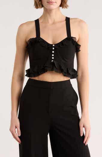 SANDRO Ruffle Cropped Sweater Tank