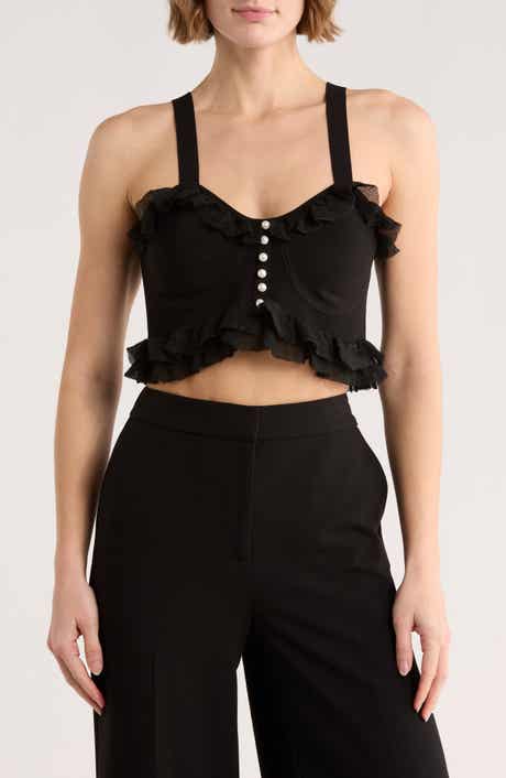 SANDRO Ruffle Cropped Sweater Tank