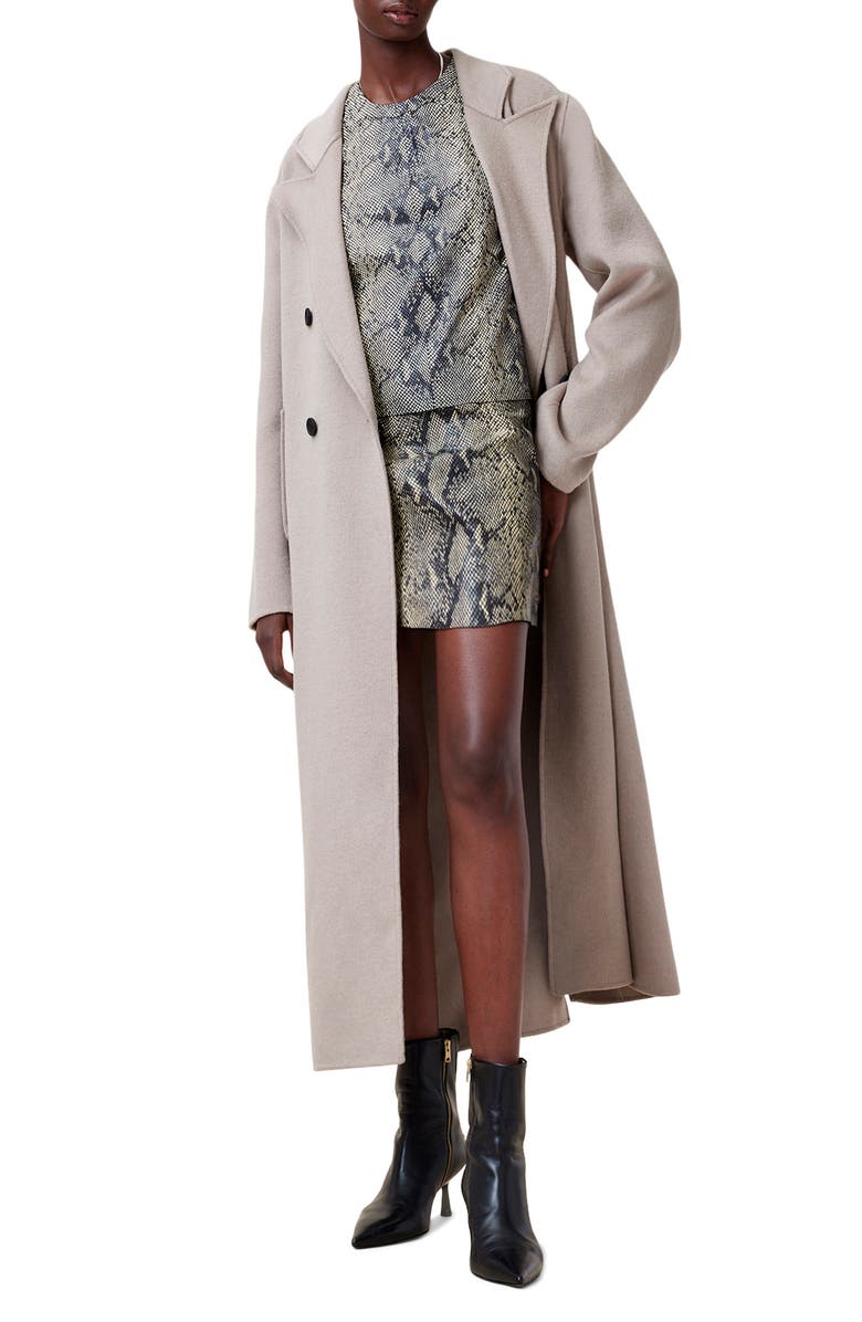 AllSaints Renai Crop Snakeskin Embossed Leather Skirt, Alternate, color, 