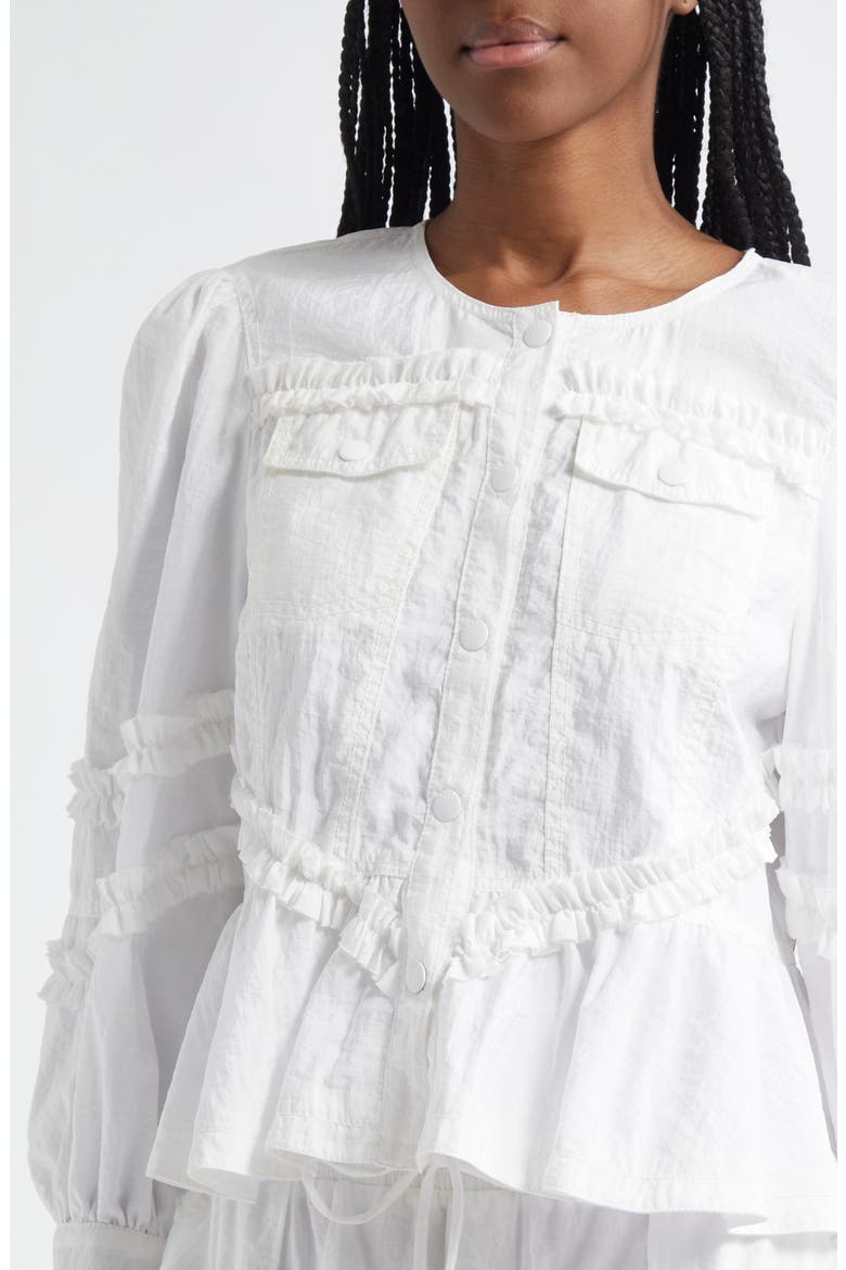 Kumiko Ruffle Peplum Jacket, Alternate, color, WHITE