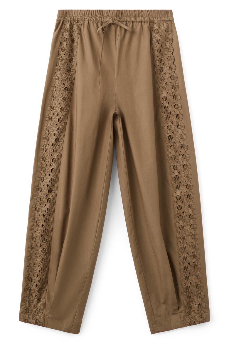 Embroidered Side Stripe Cotton Drawstring Pants, Alternate, color, KHAKI