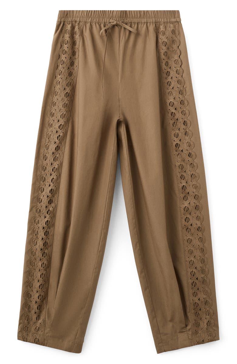 MANGO Embroidered Side Stripe Cotton Drawstring Pants, Alternate, color,