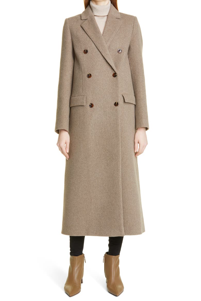 Falcon Double Breasted Recycled Wool Blend Coat, Main, color, TAUPE