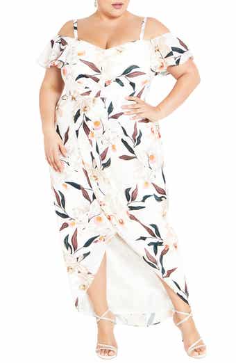 Orchid Cold Shoulder Tulip Hem Dress