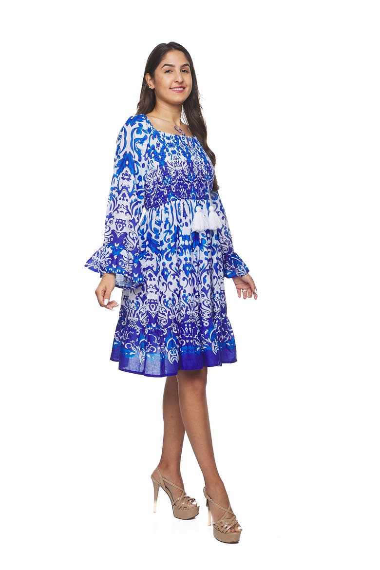 Long Sleeve Tiered Dress, Alternate, color, BLUE