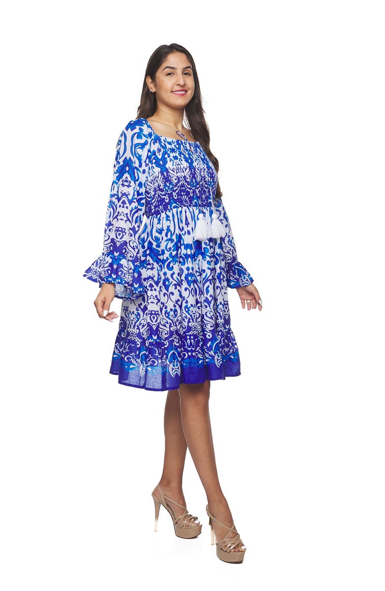 RANEES Long Sleeve Tiered Dress, Alternate, color, Blue