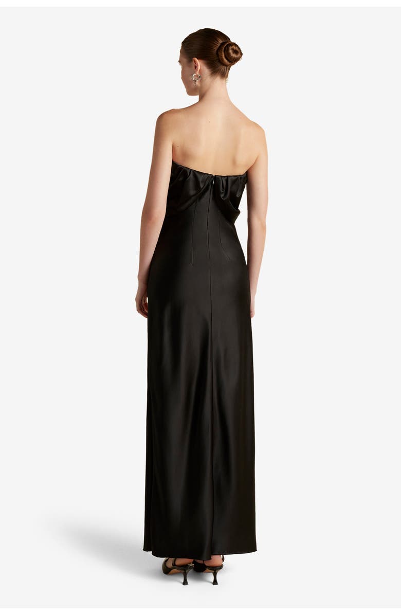 Marina Moscone Satin Draped Bustier Dress, Alternate, color, Black