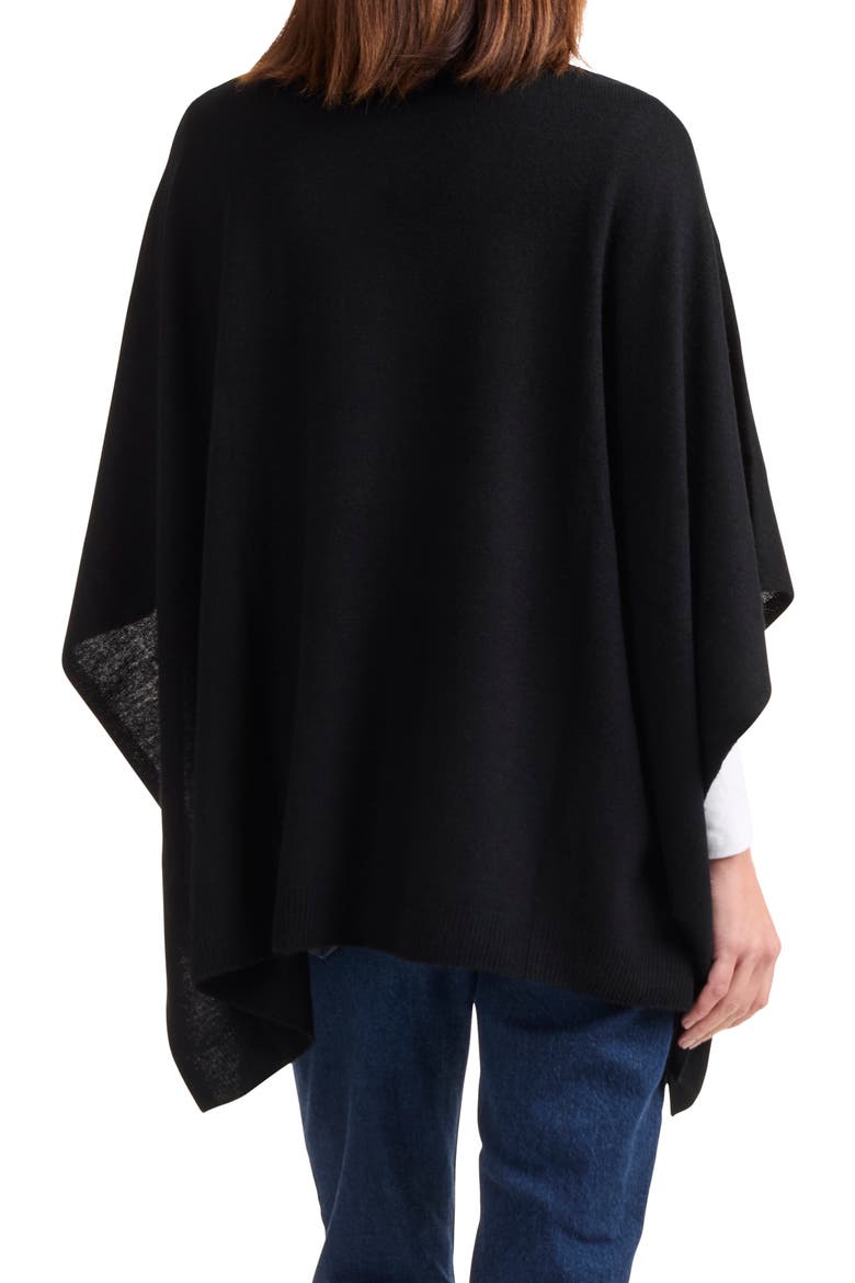 Turtleneck Wool & Cashmere Poncho, Alternate, color, BLACK