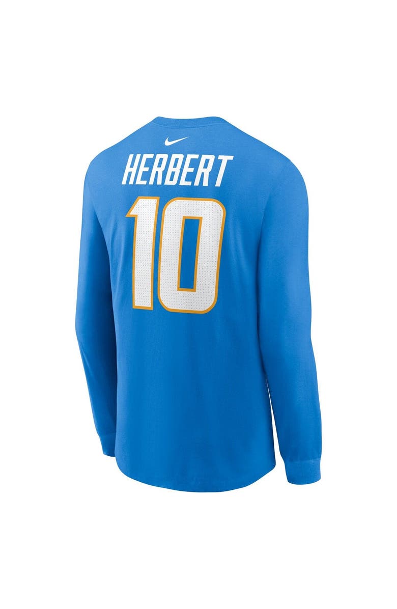 Nike Men's Nike Justin Herbert Powder Blue Los Angeles Chargers Player Name & Number Long Sleeve T-Shirt, Alternate, color, Powder Blue