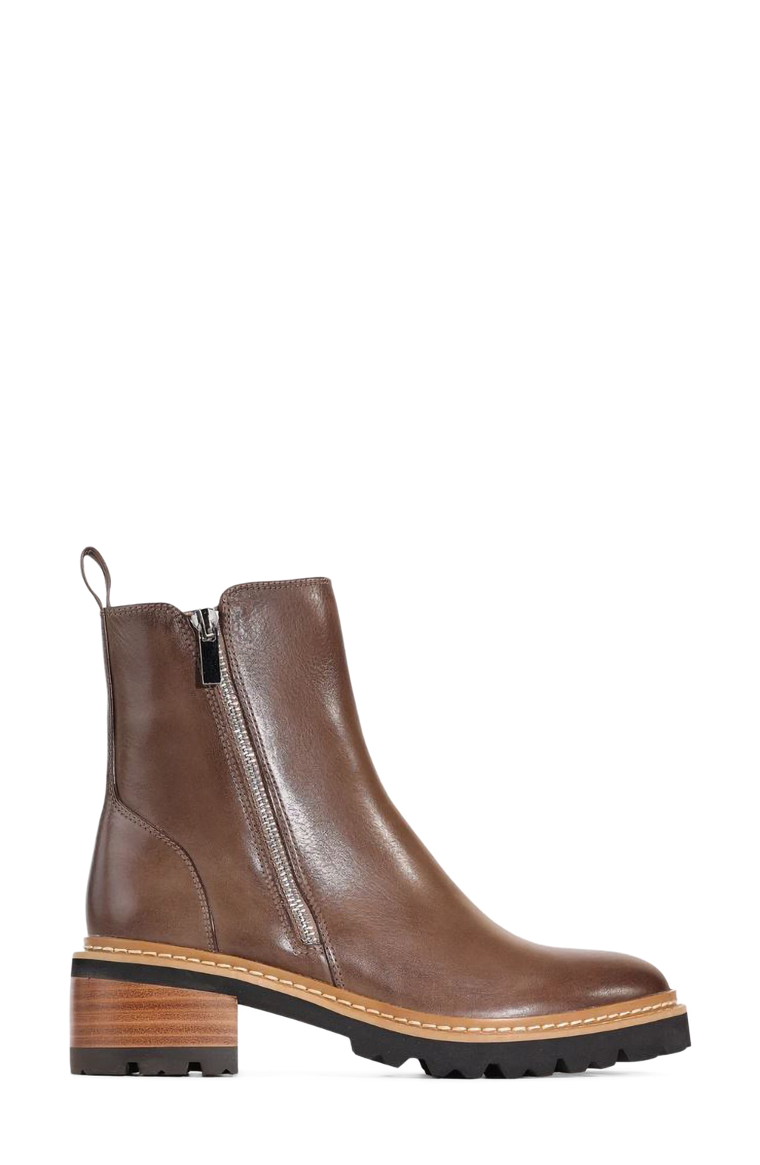 Lindira Leather Bootie, Alternate, color, DARK TAUPE