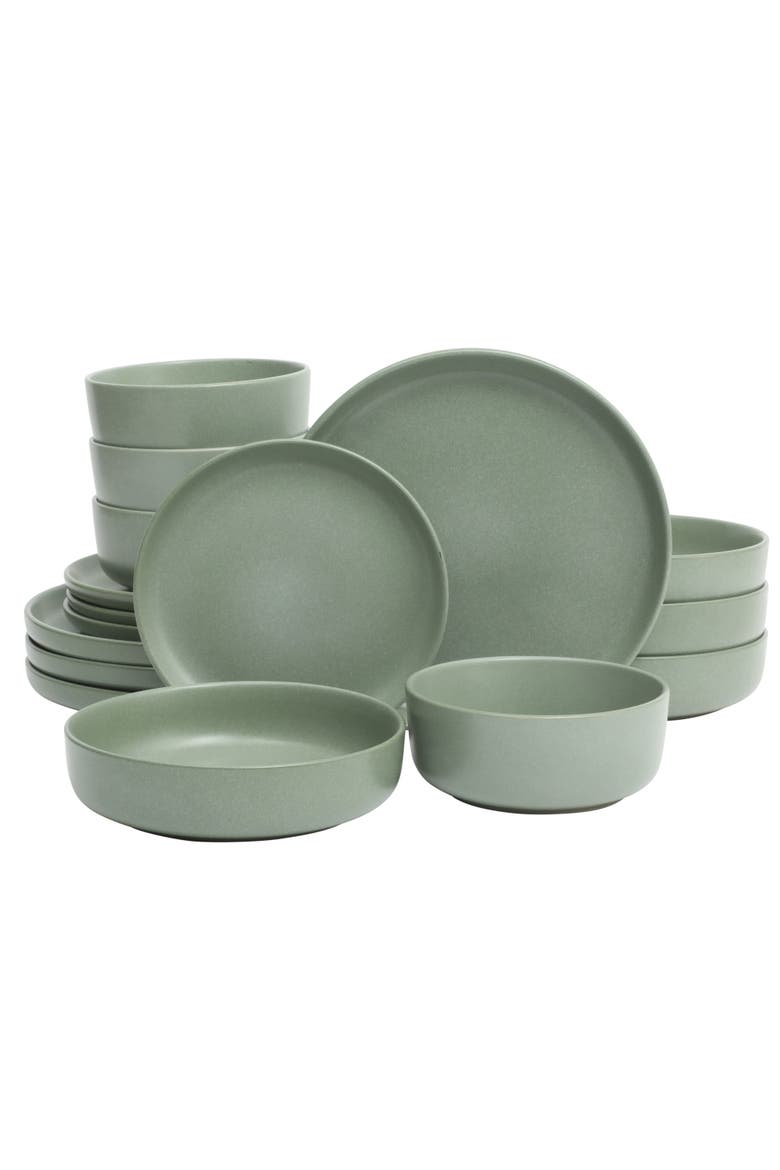 Soho Lounge Pasco 16-Piece Reactive Glaze Stoneware Dinnerware Set, Main, color, Matte Grayish Green