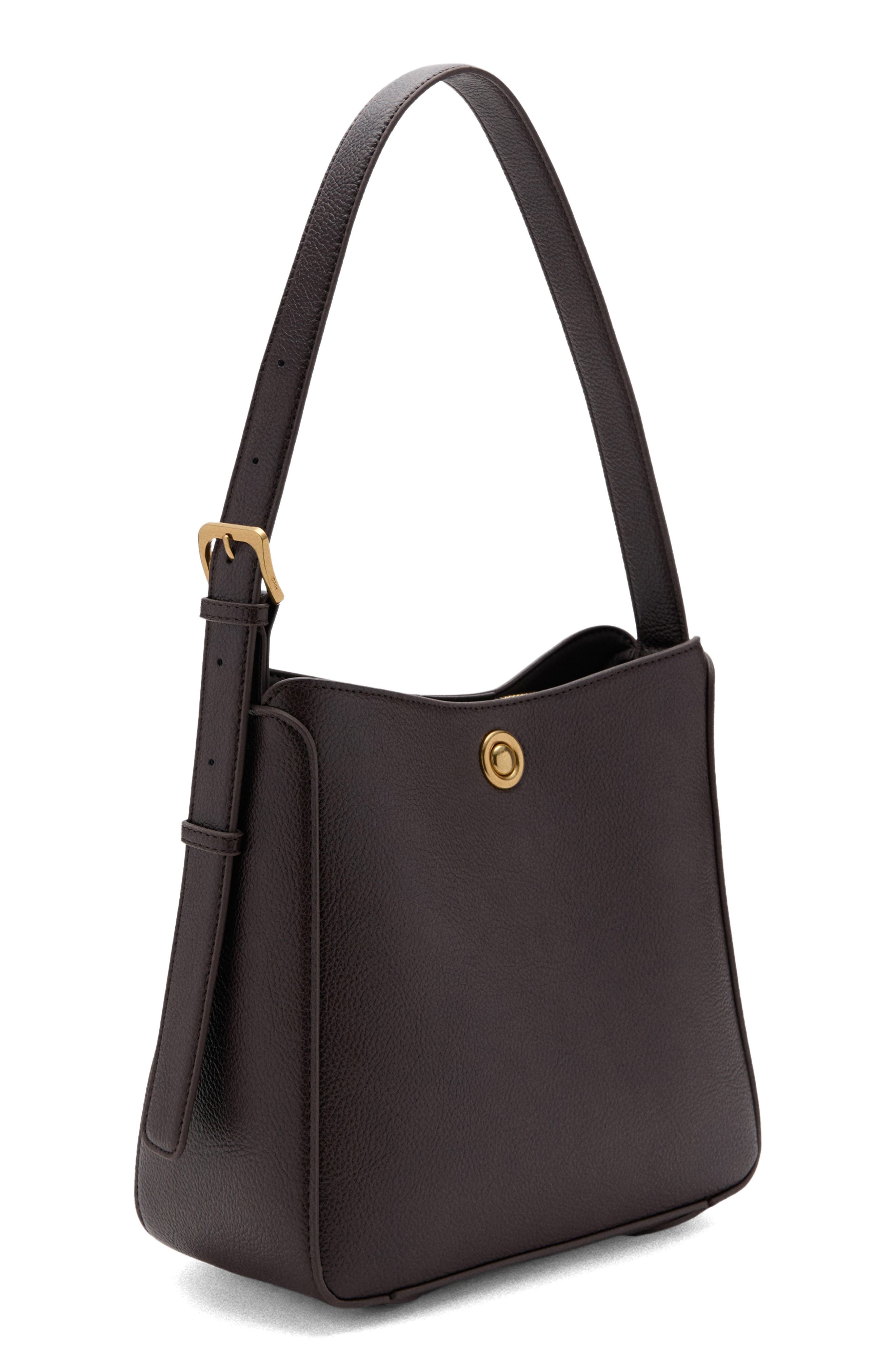 MANGO Medium Faux Leather Bucket Bag, Alternate, color, Chocolate