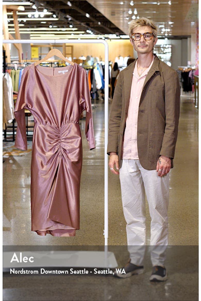 Long Sleeve Satin Cocktail Midi Dress video
