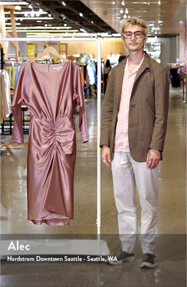 Long Sleeve Satin Cocktail Midi Dress, sales video thumbnail