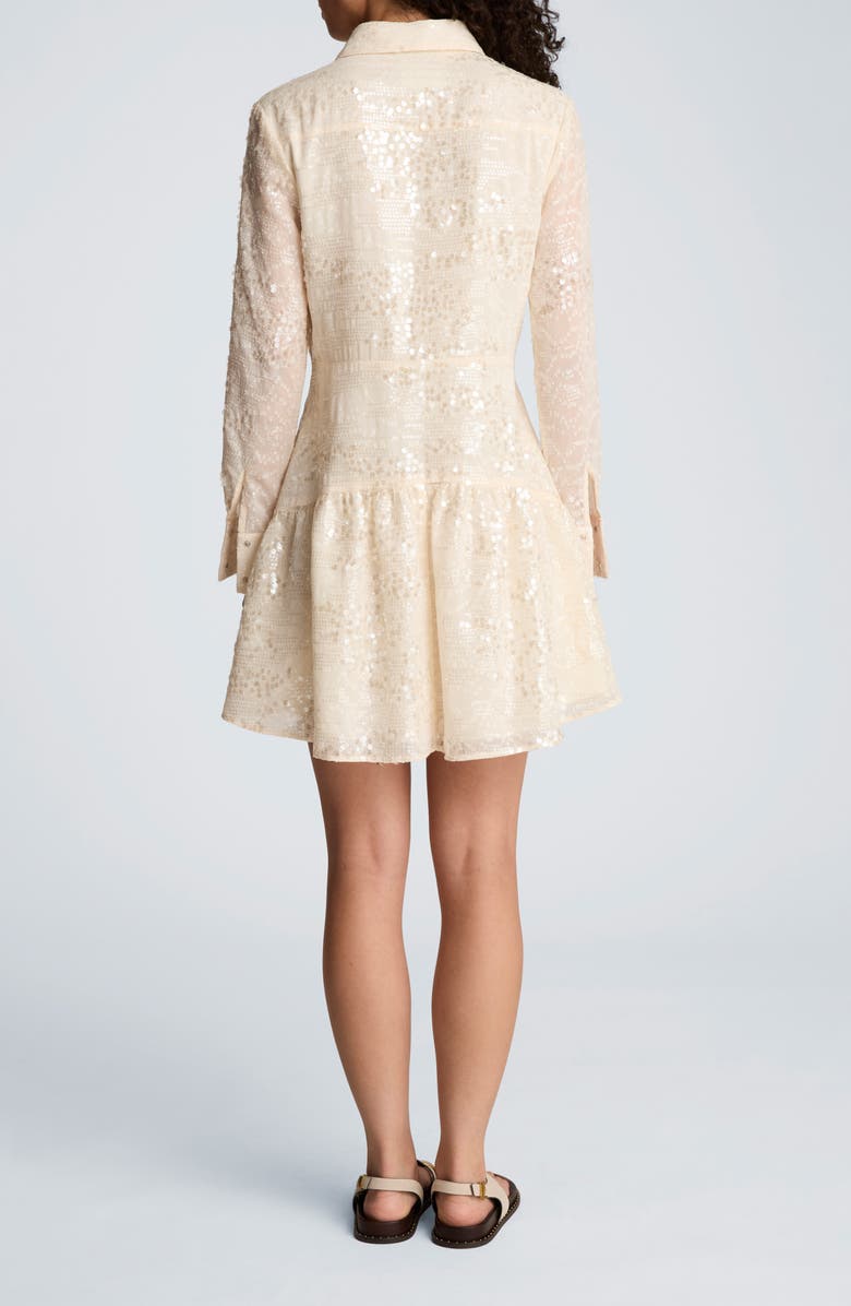 Kenneth Cole Sequin Flare Long Sleeve Mini Shirtdress, Alternate, color,