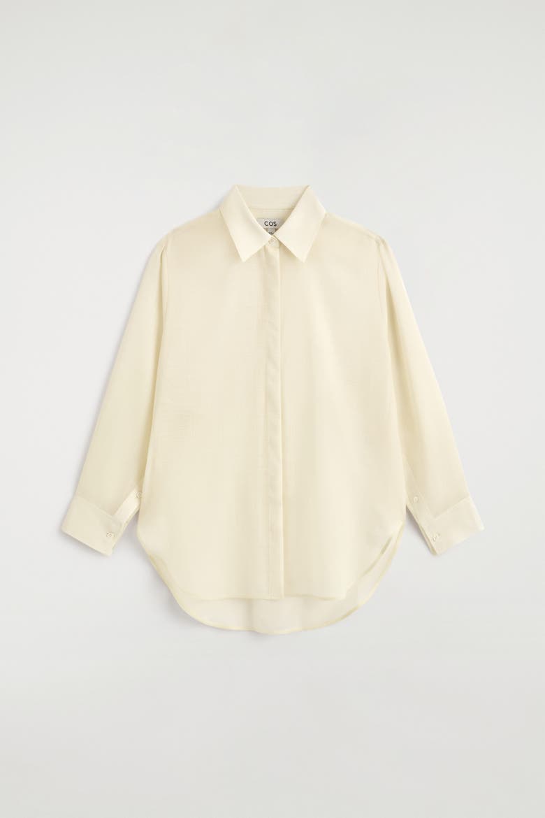 Fluid Wool-voile Shirt, Alternate, color, CREAM