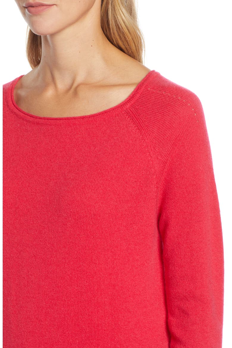 Shirttail Wool & Cashmere Boatneck Tunic, Alternate, color, PINK ROSE