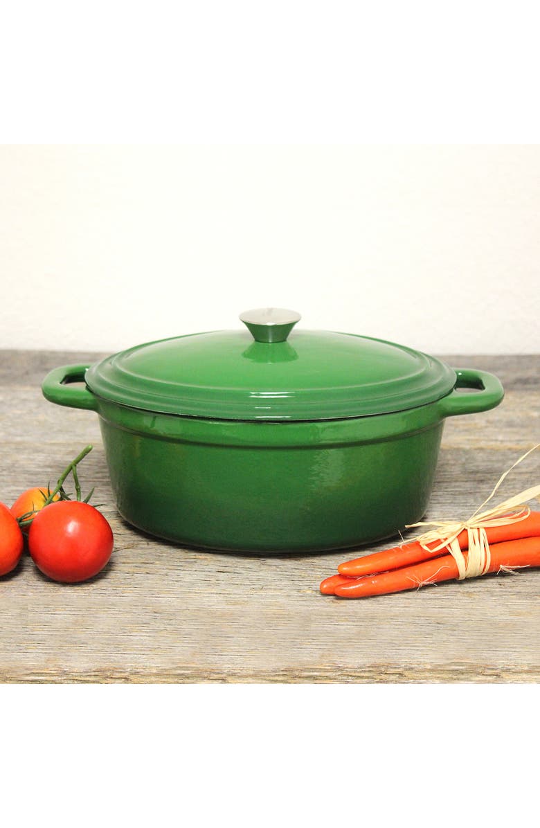 BergHOFF INTERNATIONAL Neo 8qt Oval Cast Iron Cov Casserole - Green, Alternate, color, Green