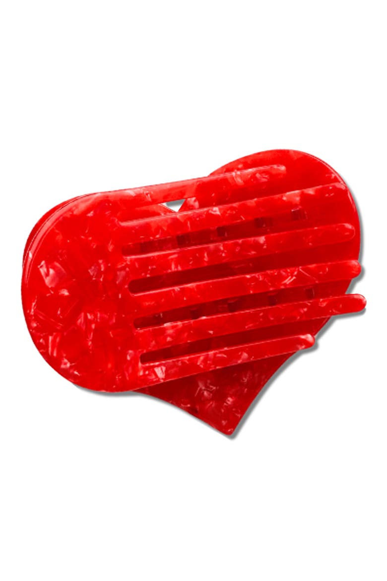 Heart Lay Down Claw Clip, Alternate, color, RED