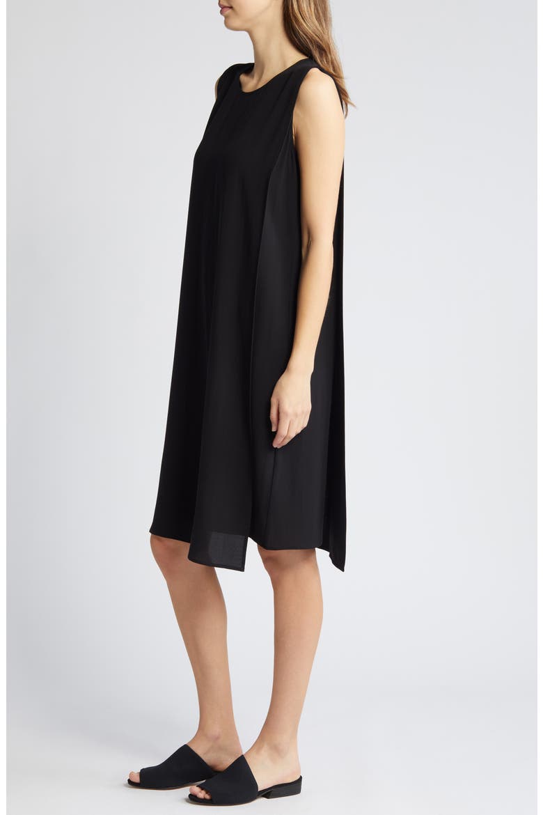 Matte Silk Shift Dress, Alternate, color, BLACK