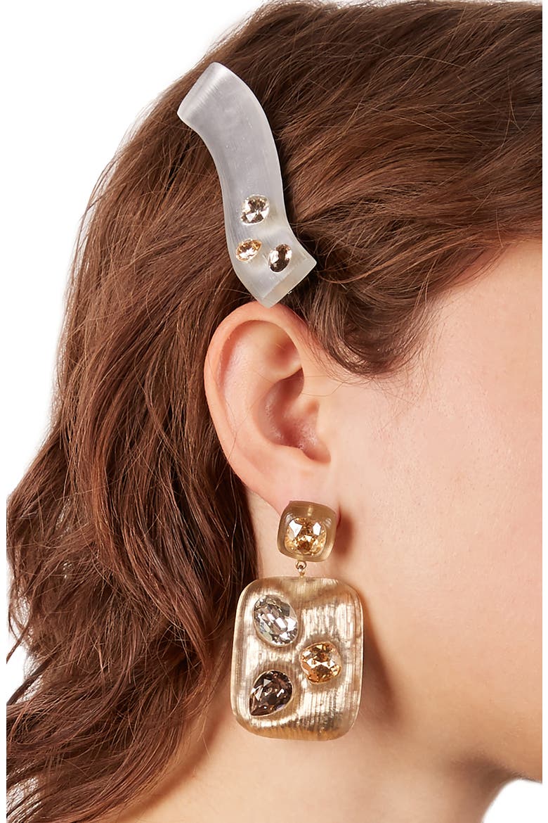 Future Antiquity Crystal Studded Lucite® Drop Earrings, Alternate, color, TAUPE