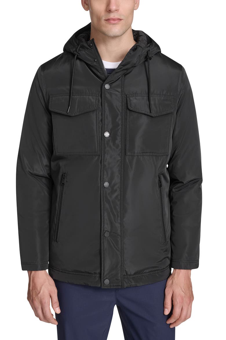 Hooded Utility Pocket Jacket, Alternate, color, BLACK