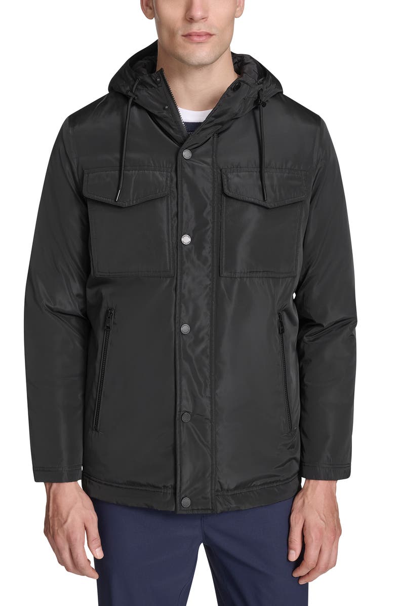 Kenneth Cole New York Hooded Utility Pocket Jacket, Alternate, color, Black