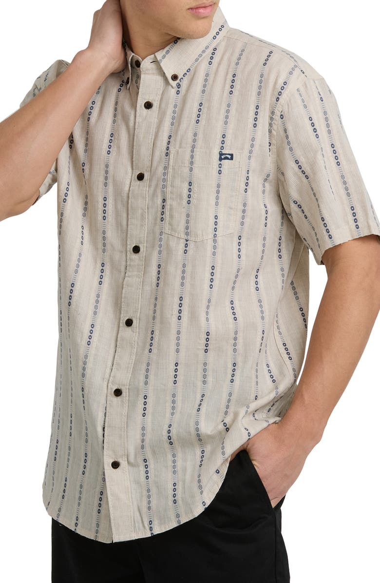 Billabong All Day Jacquard Short Sleeve Button-Down Shirt, Alternate, color, Stone