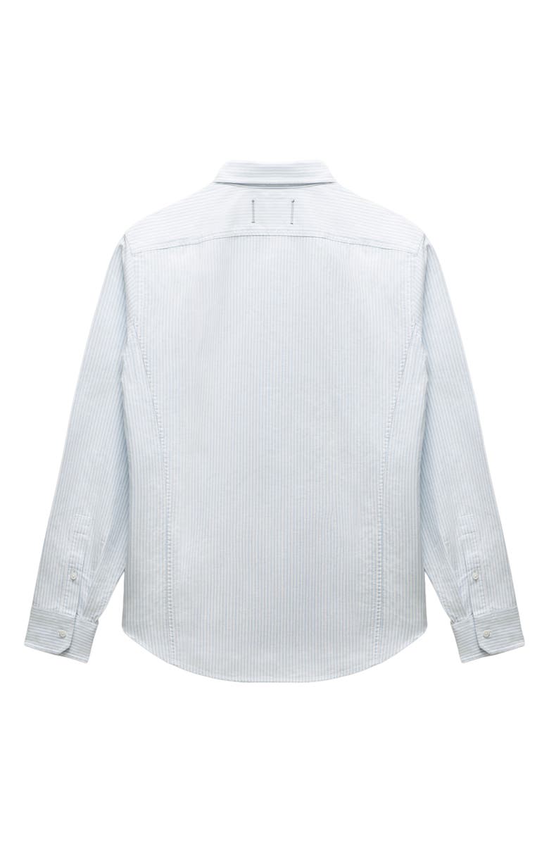 Reigning Champ Stripe Cotton Oxford Button-Down Shirt, Alternate, color, White-Blue