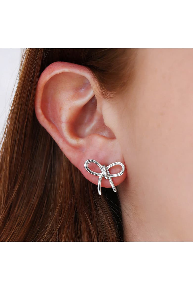 Loopy Bow Stud Earrings, Alternate, color, Sterling Silver