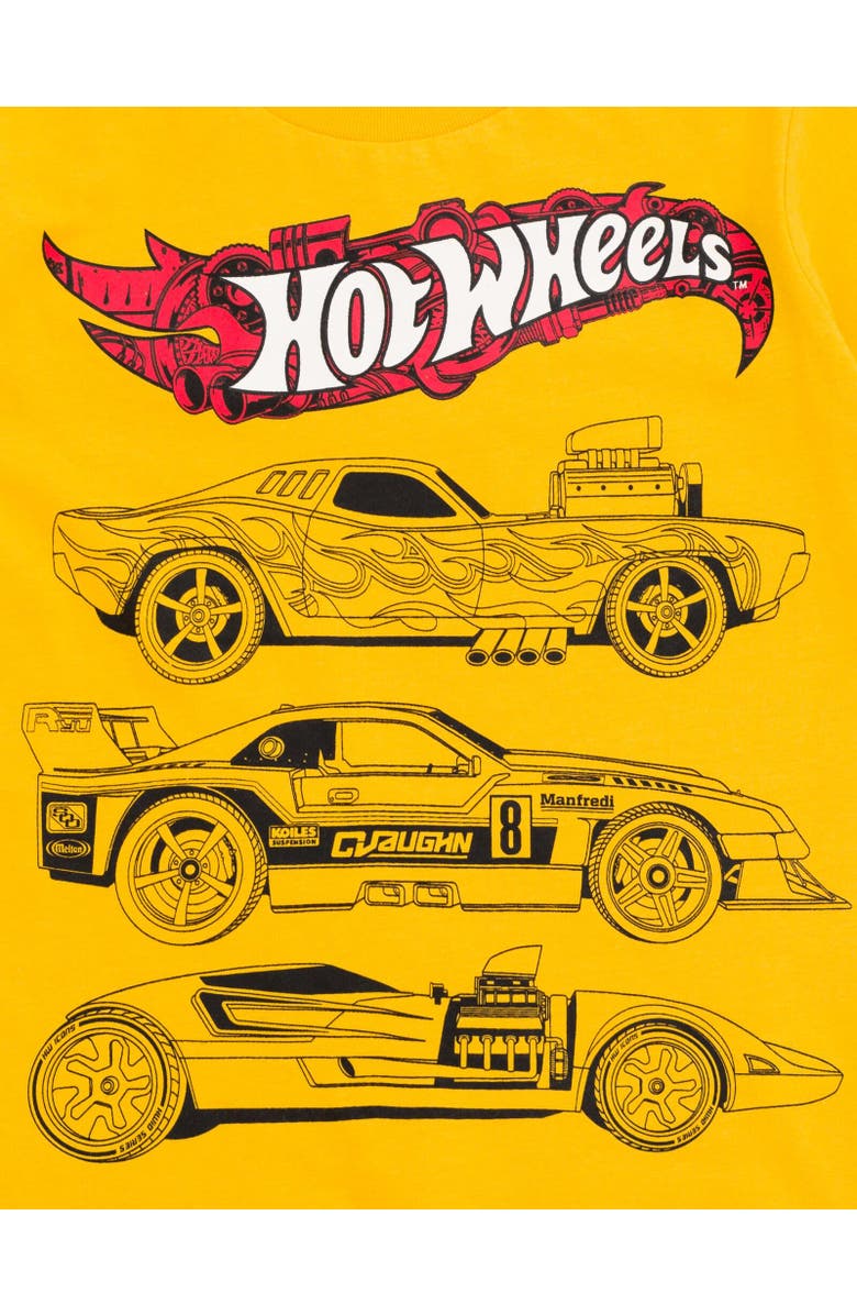 Hot Wheels Athletic 2-Piece Short Sleeve Graphic Tee and Mesh Shorts Outfit, Alternate, color, Hot Wheels Yellow