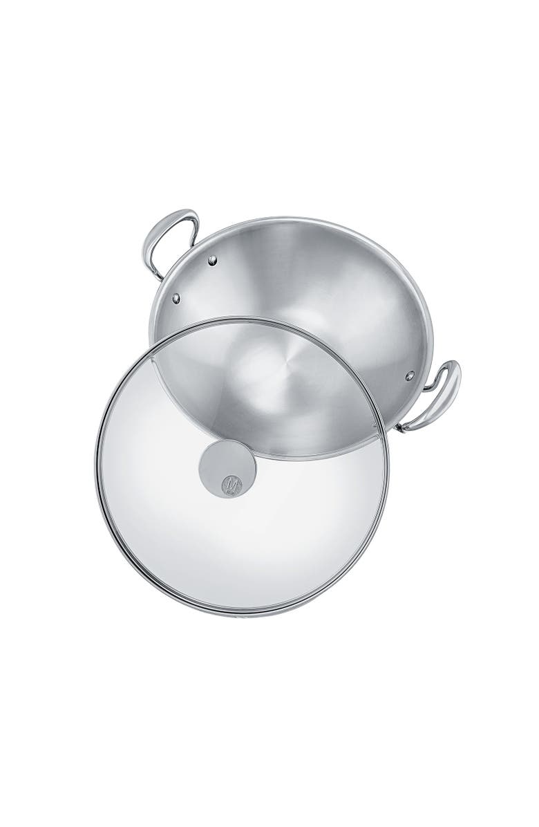 Mauviel M'Cook Stainless Steel Wok with Glass Lid & Cast Handles, 12.6 Inch, Alternate, color, Silver