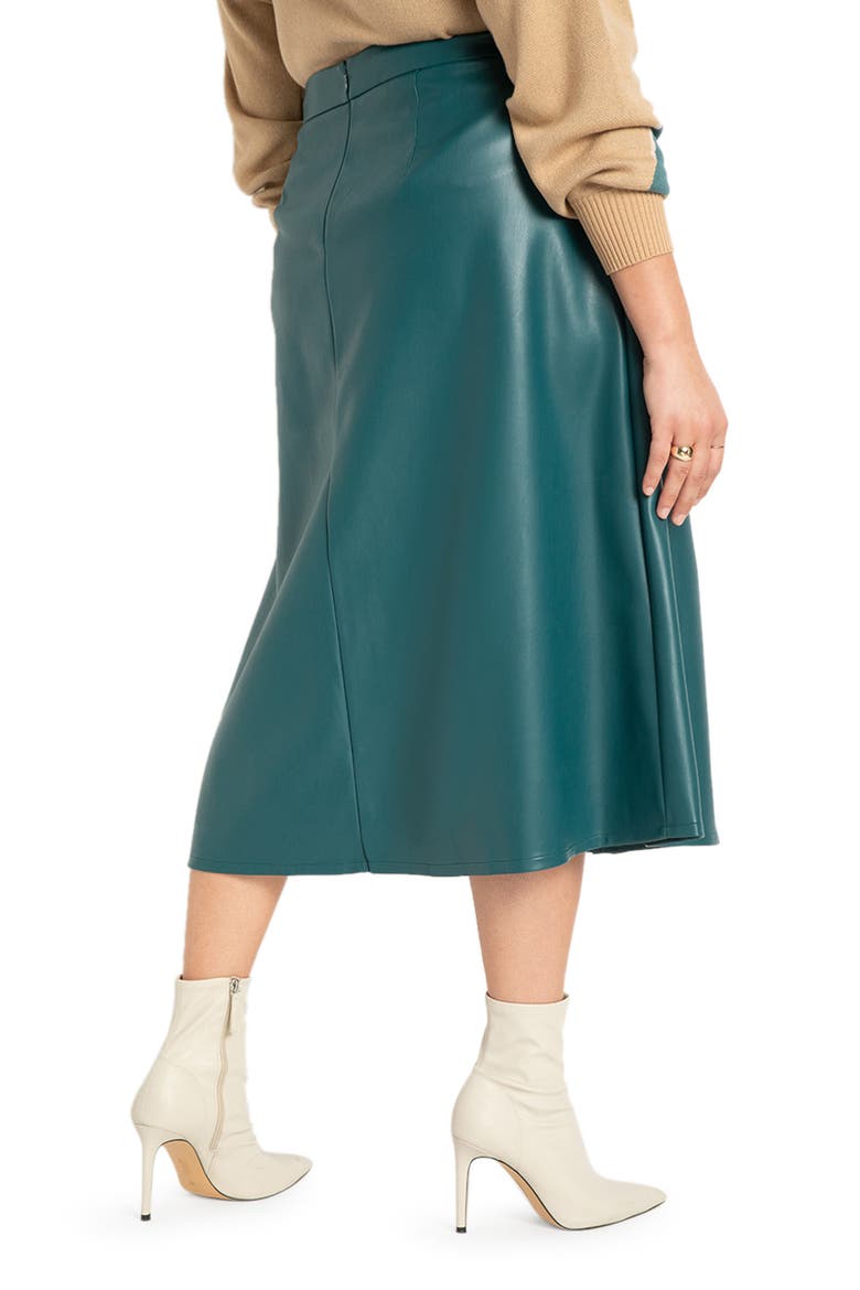 Faux Leather A-Line Skirt, Alternate, color, ATLANTIC DEEP