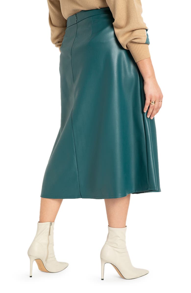 ELOQUII Faux Leather A-Line Skirt, Alternate, color, 