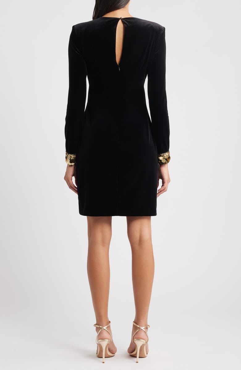 Vince Camuto Paillette Detail Long Sleeve Velvet Cocktail Dress, Alternate, color, 