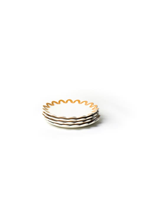 Brass Arabesque Trim Scallop Salad Plate Set of 4