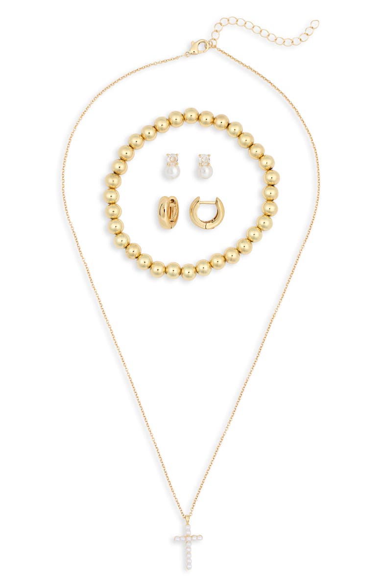 Leith Pendant Necklace, Earrings & Bracelet Set, Alternate, color, Clear- White- Gold