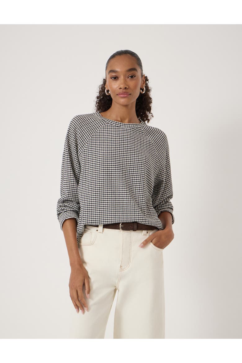 Matilda Gingham Raglan Top, Main, color, Navy Blue