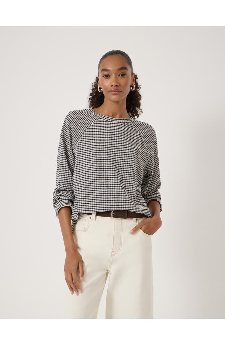 Hush Matilda Gingham Raglan Top, Main, color, Navy Blue